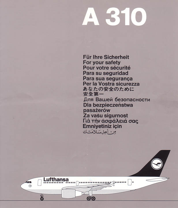 Airline Safety Card For lufthansa a310 1289.jpg